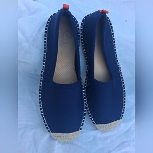 Navy Blue Espadrille Flats with Red Accents